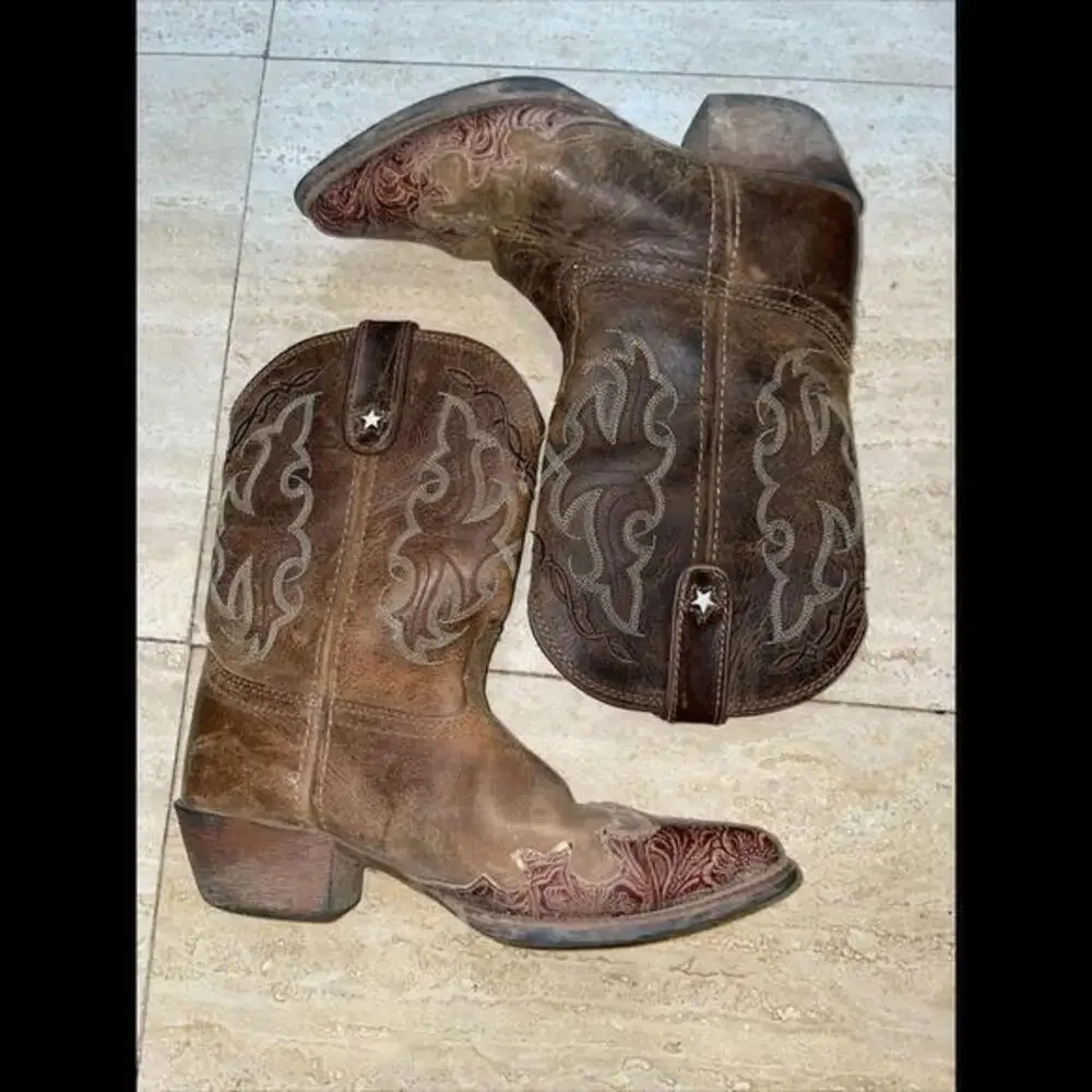 Tony Lama Kids‎ Vaquero Brown Leather Western Boots Children’s Size 3D